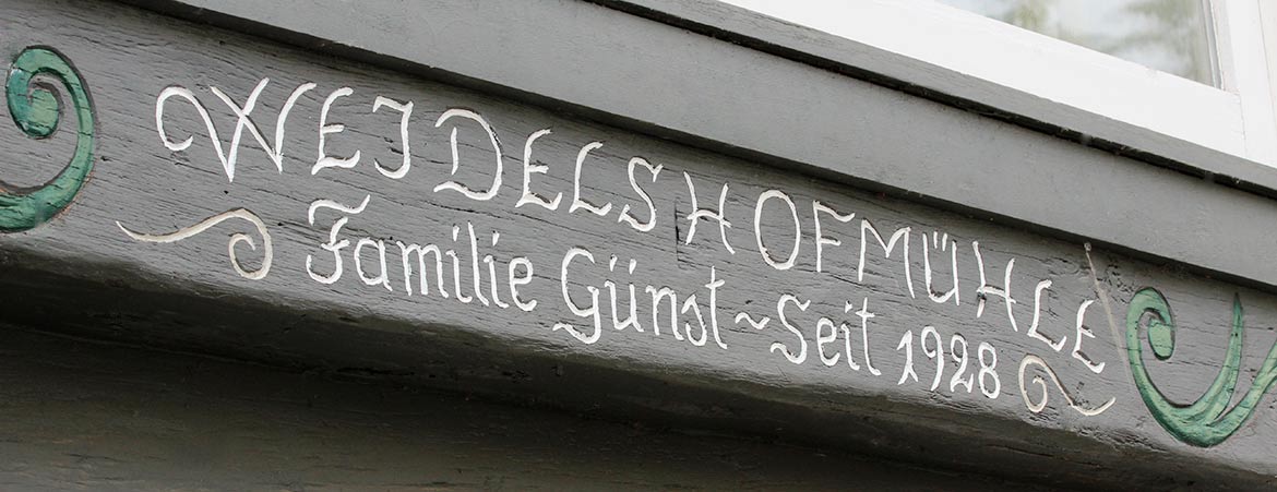 Weidelshofmühle Inschrift